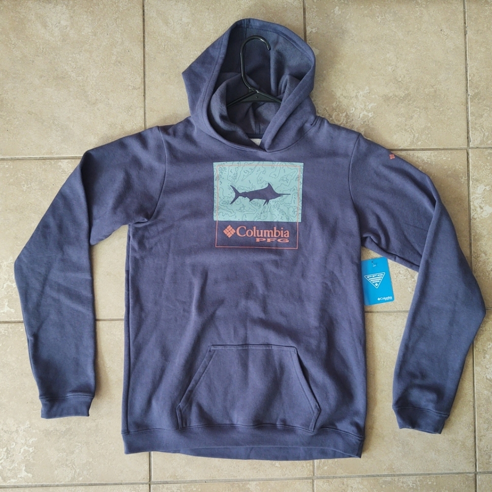 NWT COLUMBIA PFG YOUTH XL Pullover Hooded Sweatshirt Performance Fishing Outdoor